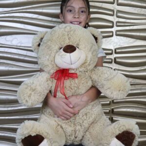 Oso de peluche grande 80cm. crema y rosa