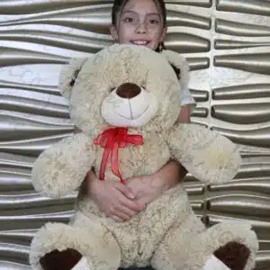 Oso de peluche grande 80cm. crema y rosa