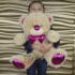 Oso de peluche 55cm. color crema y Fucsia.