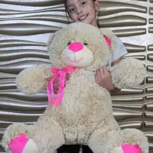 Oso de peluche grande 80cm. crema y rosa