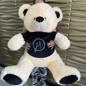 Oso 120 cm medida total color crema negro  personalizado con camiseta