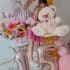 Oso 110cm medida total crema fucsia brillante foto quinceaños