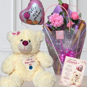 Oso de Peluche 55cm Café Día de la Madre con  Flores