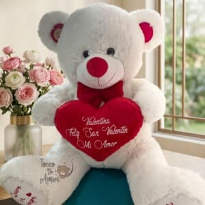 Oso de Peluche Mediano 125cm Personalizado en Huellas y Corazón