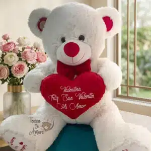 Oso de Peluche Mediano 125cm Personalizado en Huellas y Corazón