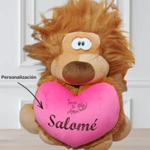 León Personalizado 48cm con Corazón Bordado