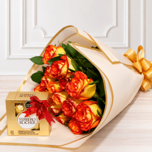 Bouquet de Rosas y Ferrero x 4 (Solo para Bogotá)