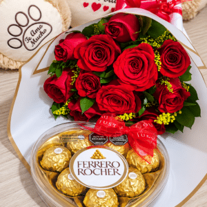Bouquet de Rosas y Ferrero de Corazon (Solo para Bogotá)