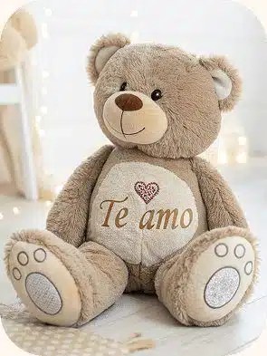 Oso de peluche con «Te amo» bordado en la barriga, regalo para mi novia a distancia